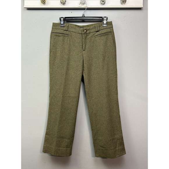 Banana Republic Pants - Banana Republic Pants Womens 0 Green Logan Fit Wool Blend Metallic Gold Dress